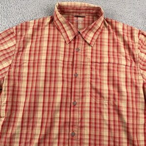 Mountain Hardwear Shirt Mens 2XL Red Beige Lightweight Hiking Performance Plaid